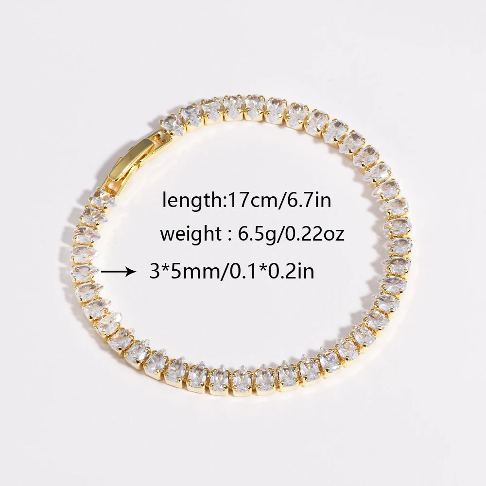 Sparkling Cubic Zircon Tennis Bracelets for Women Luxury Dainty Stackable Silver Color Chain Crystal CZ Banquet Wedding Jewelry
