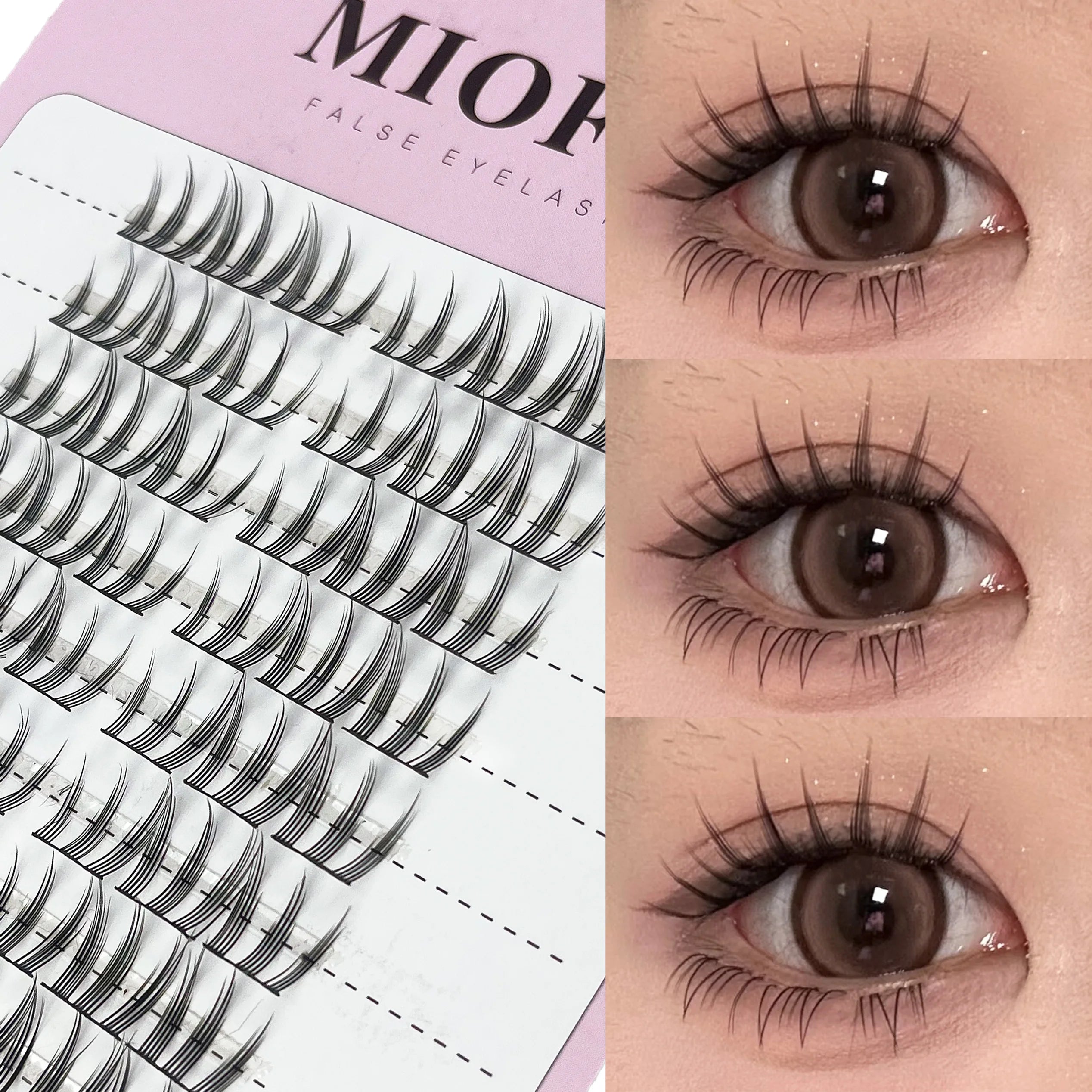 1/box 120 bundles Mink False Eyelash Natural Fishtail Lash 3D Russian Individual Eyelash Extension Cluster Makeup Tool Wholesale