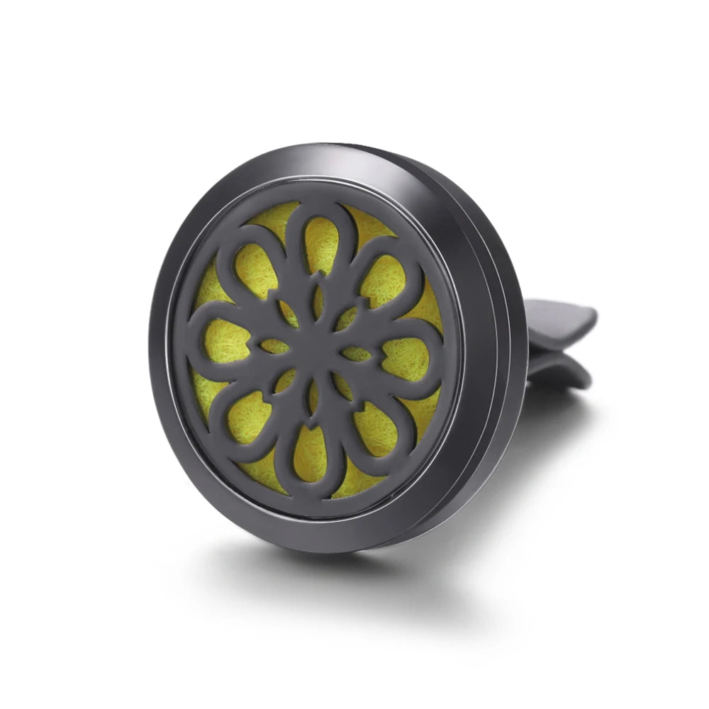 New Car Air Freshener Diffuser Clip Black Hollow Pattern Aromatherapy Lockets Essential Oil Perfume Pendant Car Ornaments Gift