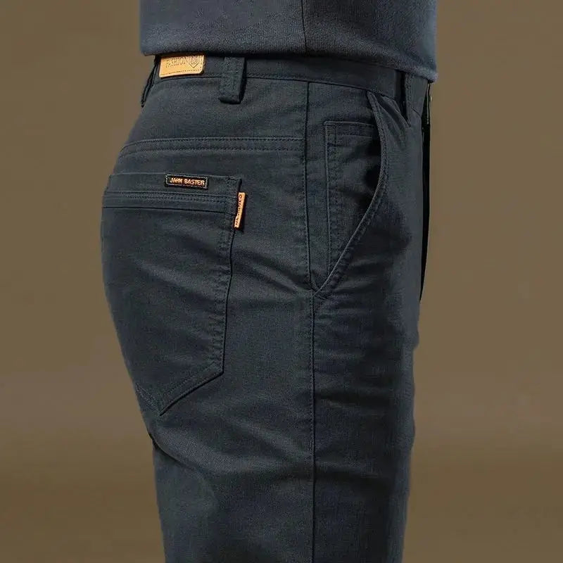 2026 Summer Thin Cotton Men's Casual Pants Trendy Versatile Elastic Light Business Trousers Work Formal Slim Straight Pants