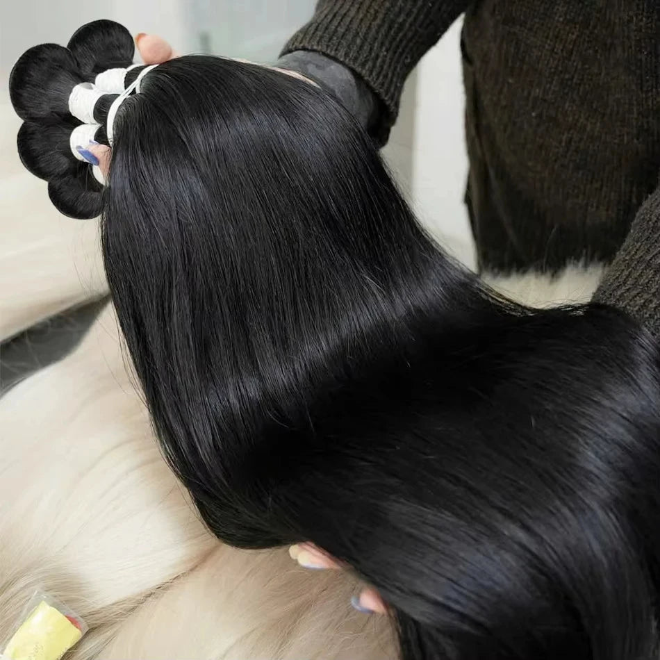 Bone Straight Bundles Human Hair 12A Unprocessed Virgin Raw Hair 1 3 4 Bundles Vietnamese 28 30 Inch Straight Human Hair Bundled Double Weft Hair Extensions