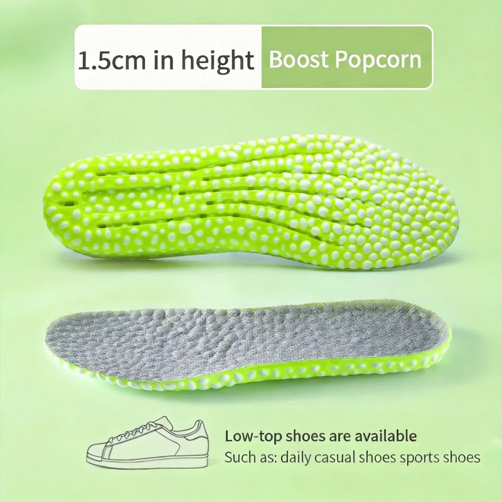 1 Pair EVA Material Invisible Height Increase Insoles For Shoes Breathable Shock Absorption Comfortable For Women Men
