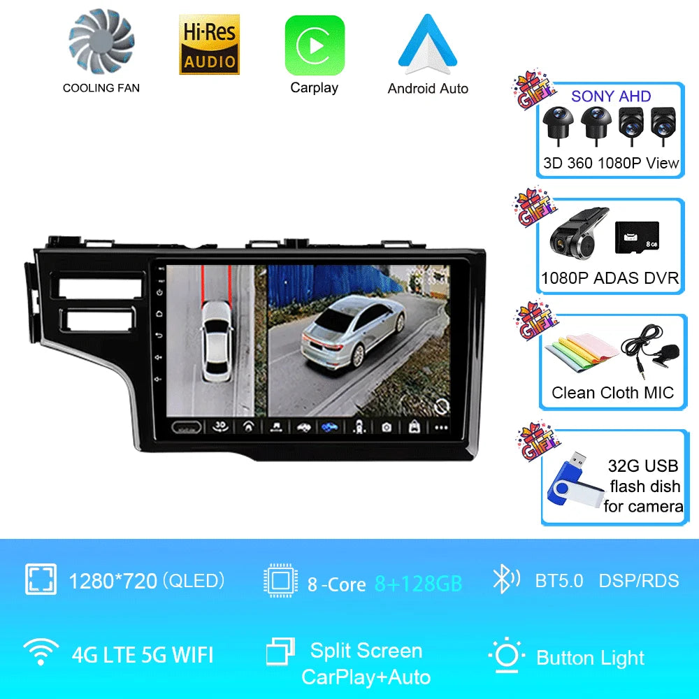 For Honda Fit Jazz 2014 2015 2016 2017 Autoradio GPS Stereo 2din Head Unit Carplay Auto Multimedia Player Car Radio