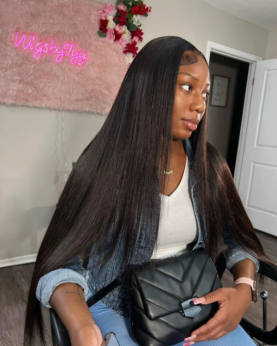 13x4 Bone Straight 250% Density Human Hair Wig 13x6 HD Lace Frontal Wig 40 Inch Natural Black Glueless Lace Front Wig for Women