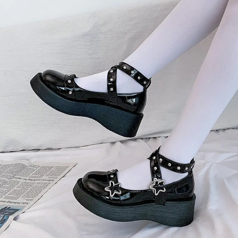 2025 Summer New School Girl JK Loafer Pumps Platform Shoes Japanese Style Lolita Y2K Kawaii Jirai Kei Fashion