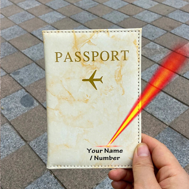Laser Engraving Customize Name Passport Holder Travel Wallet Marble Patten Case for Passports Passport Cover With Personal Names