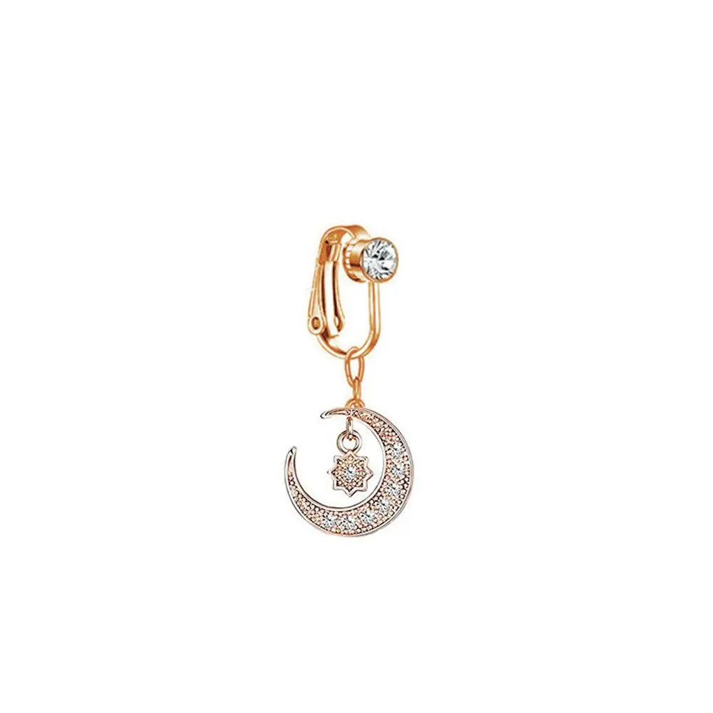 Faux Fake Belly Butterfly Fake Belly Piercing Heart Clip On Umbilical Navel Fake Pircing Moon Star Leaves Cartilage Earring Clip
