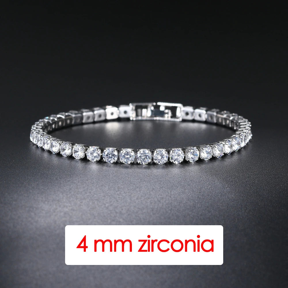 Hip Hop Iced Out 3/4/5mm Crystal Tennis Bracelet for Men Homme Punk Zirconia Women's Chain on Hand Streetwear Trendy Jewelry
