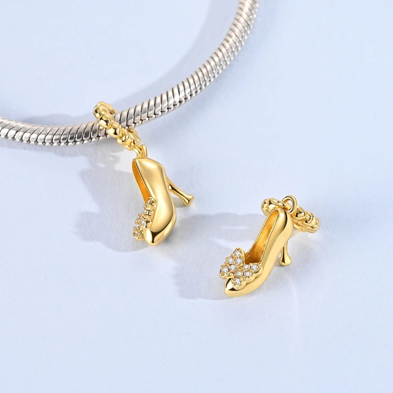 Hot Sales 925 Sterling Silver Golden Series Charms Beads Cross Devil's Eye Bow Charms Pendant Fit Original Bracelet DIY Jewelry