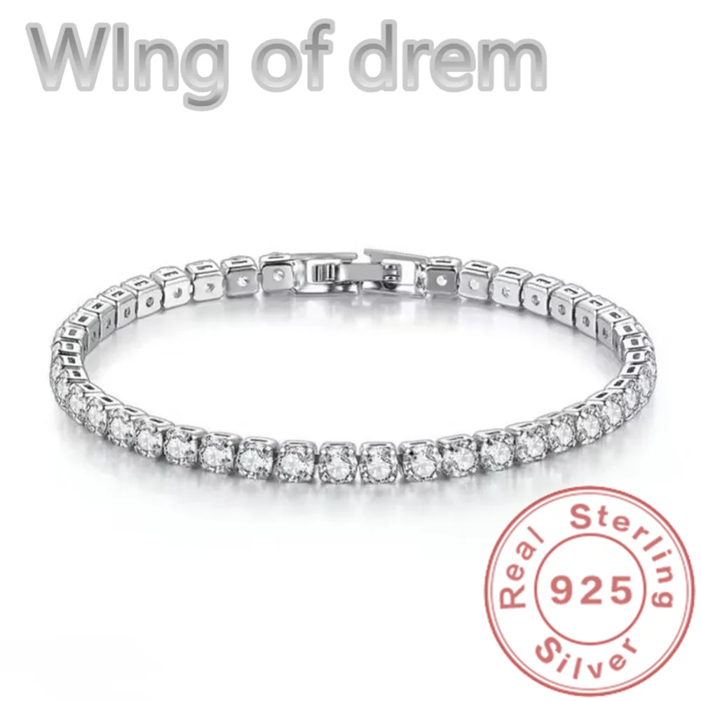 Dazzling 925 Sterling Silver Tennis Bracelet Rose Gold Shining Cubic Zirconia Bracelet Wedding Jewelry Gift
