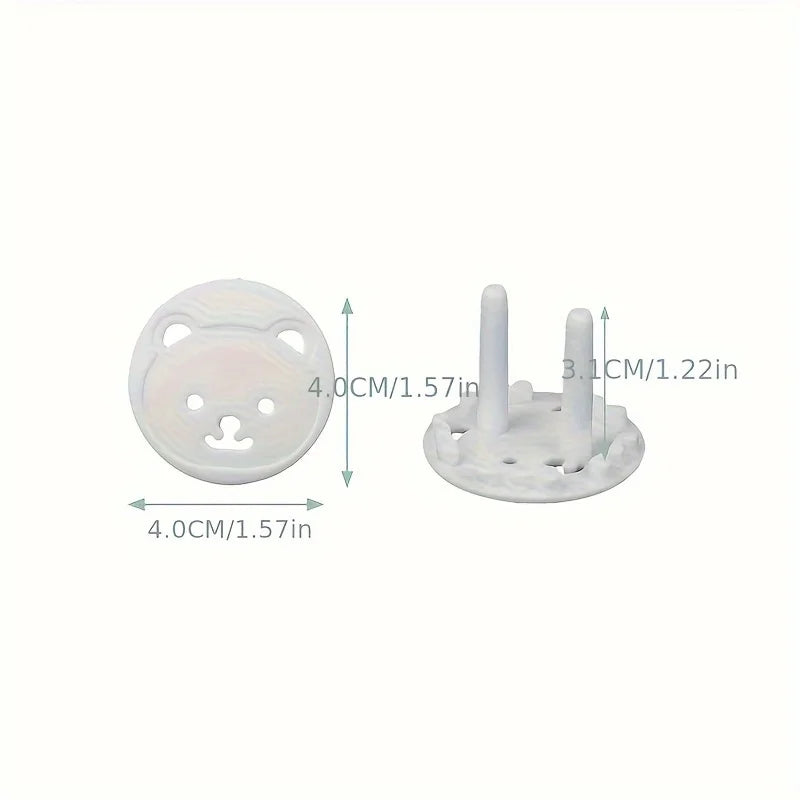20-Pack European Standard Bear-Shaped Safety Socket Covers Korean Style Child Anti-Electric Shock Home Security Plug Protectors