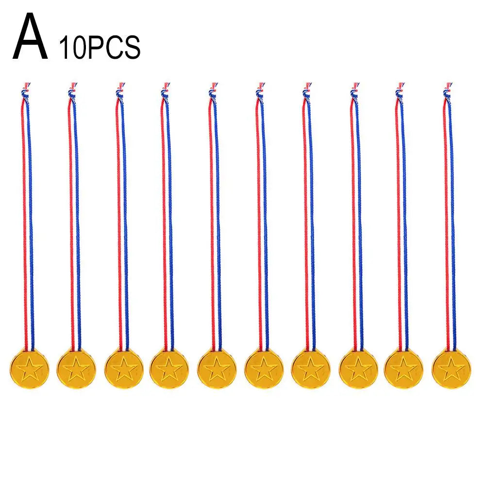 10/20Pcs Plastic Gold Winner Award Medals Kids Birthday Party Favors Sports Game Prize Toys Soccer Football Party Pinata Filler
