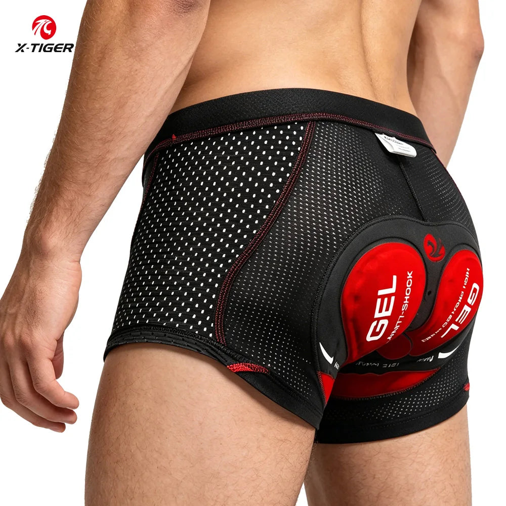 X-TIGER Men's Cycling Underwear with 5D Gel Cushioned MTB Boxer Cycling Shorts Road Cycling Underwear Cycling Equipment