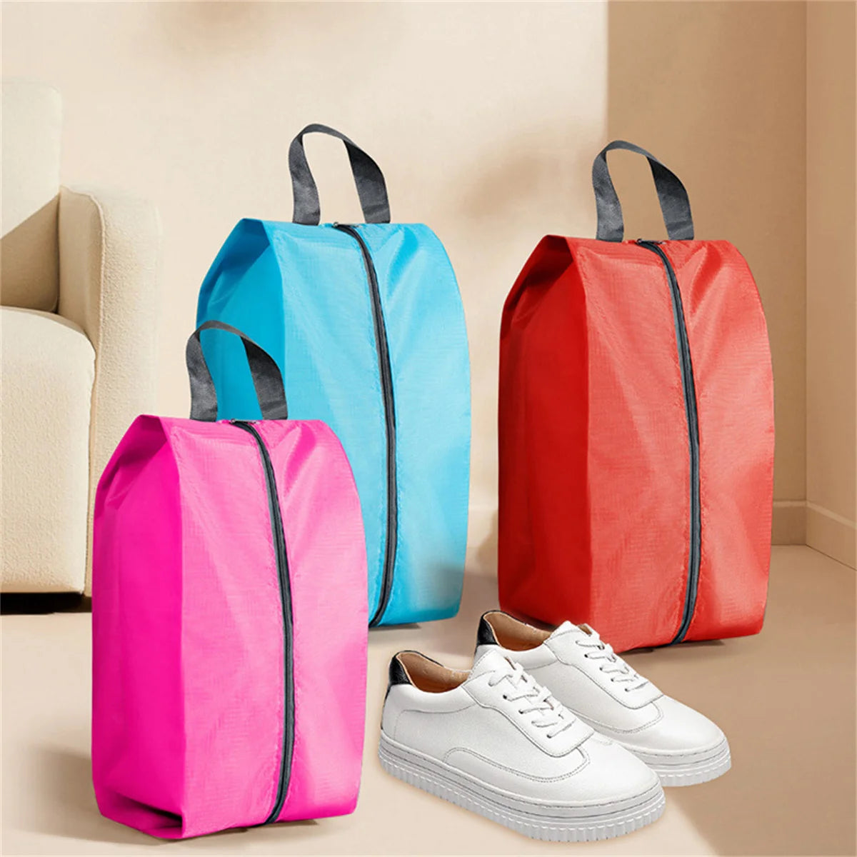 Dustproof Shoes Storage Bags Travel Portable Nylon Shoes Bag with Sturdy Zipper Pouch Case Waterproof Pocket Shoes Organizer