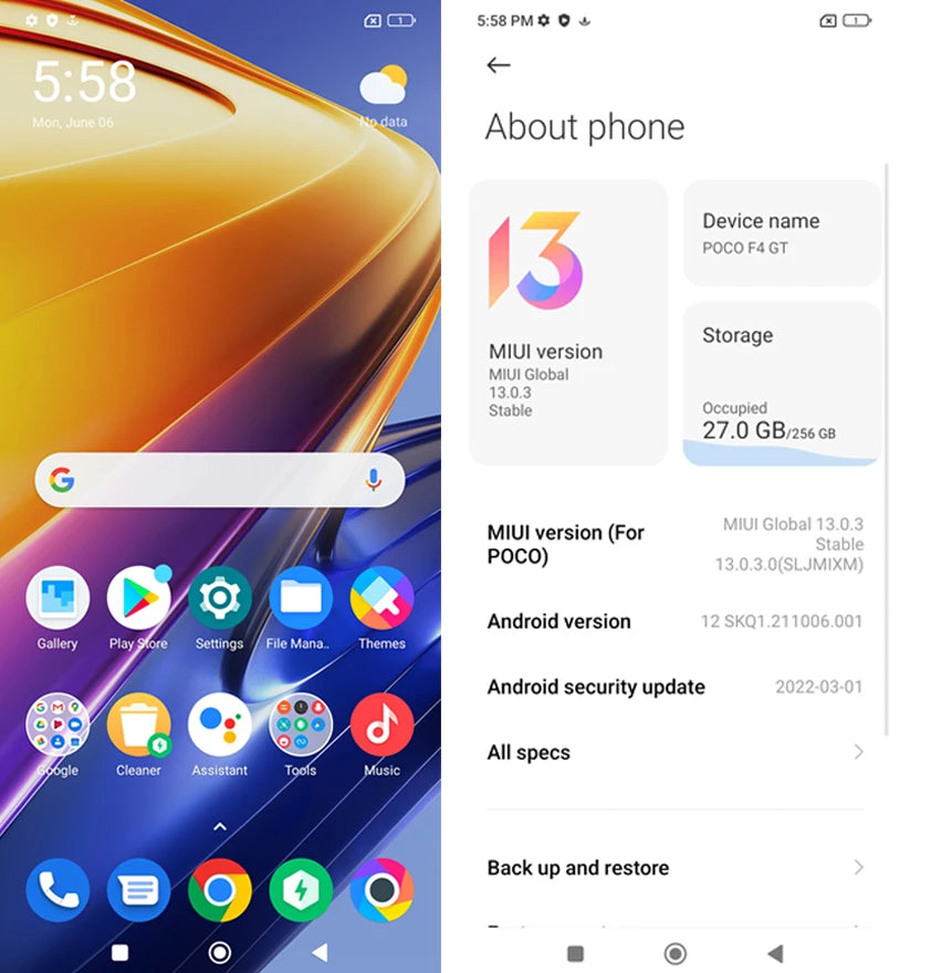 Global rom 5G Redmi K50 Gaming 256G Phone Side fingerprint face ID Snapdragon 8Gen1 120W QC3 Xiaomi used phone