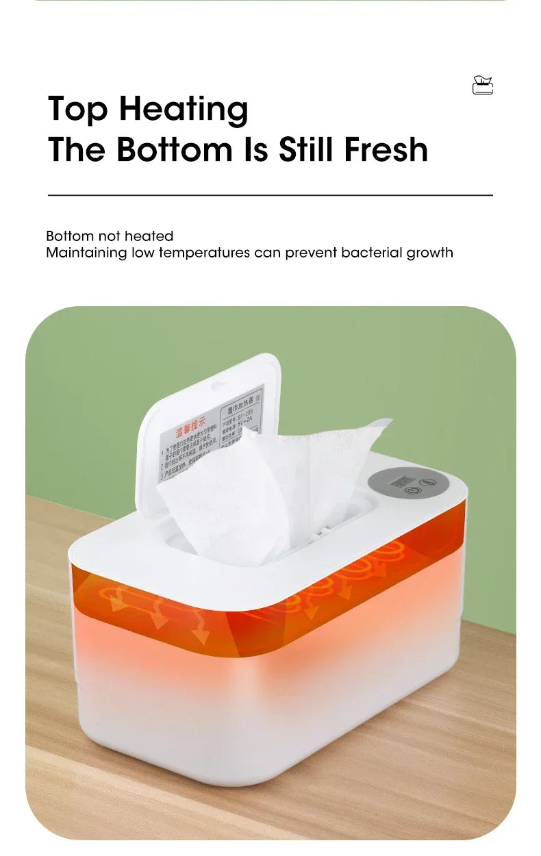 Baby Wet Wipe Heater Warmer with LED Display Wet Towel Dispenser Portable USB Baby Wipe Warmer Napkin Heating Box Home/Car