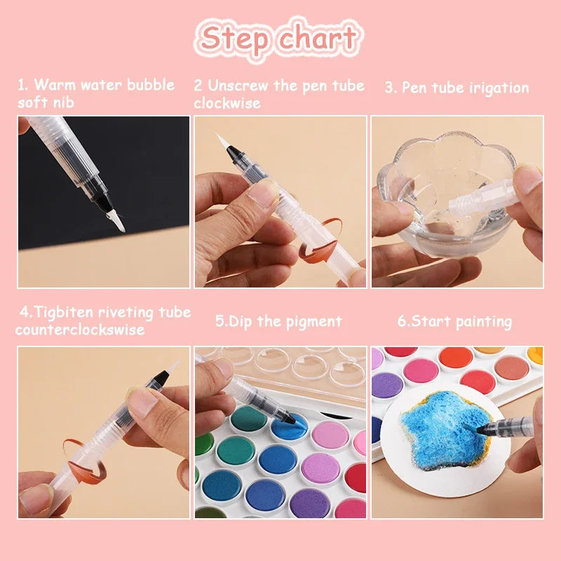5/100Pcs 3D Drawing Magic Canvas Sponge with Water Brush DIY Art Foam Texture Painting Paper Kids Birthday Party Christmas Gifts