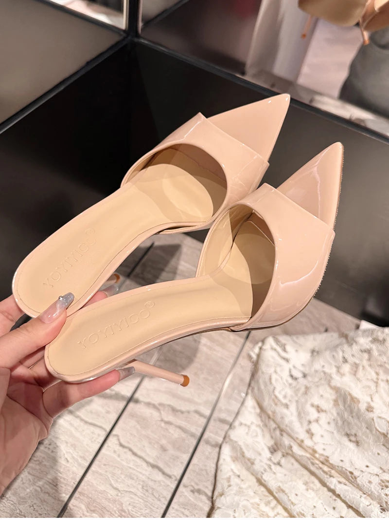 Nightclub Fashion Thin High Heel Summer Women Slippers Fashion Peep Toe Dress Slides Ladies Sexy Stripper Party Sandals