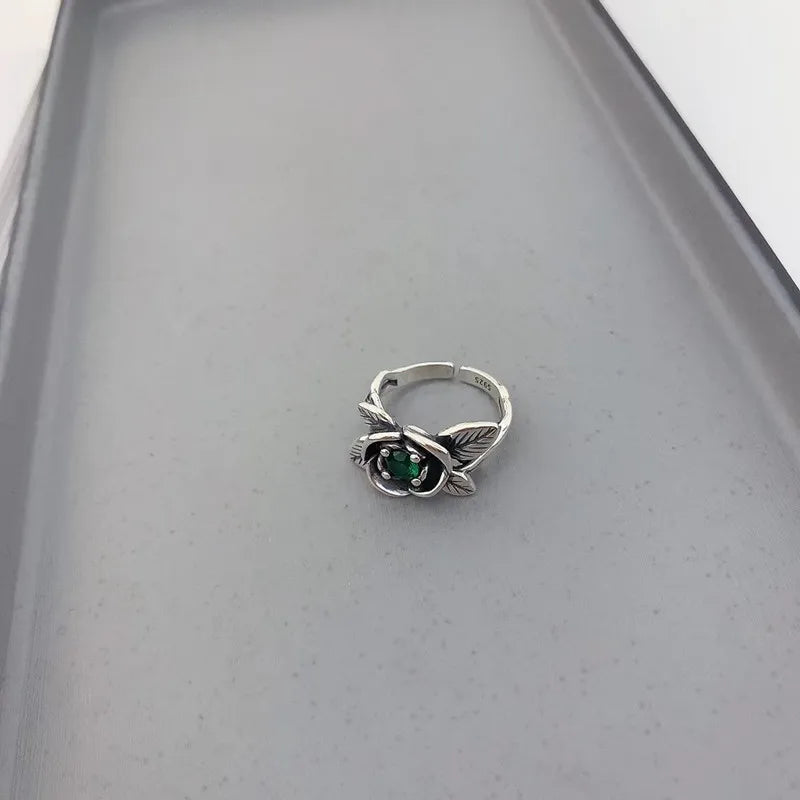 925 Sterling Silver Metal Flower Shell Geometric Rings For Women French Retro Romantic Open Thai