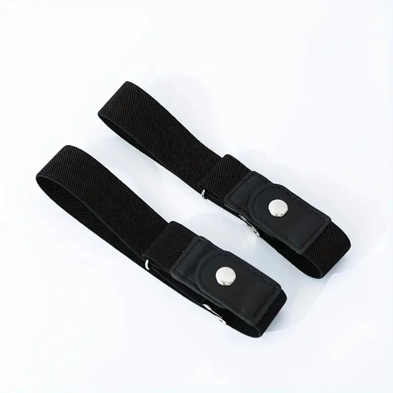 2pcs Set No Buckle Elastic Belt for Women Men Unisex Stretch Belt for Pants Jeans Casual Buckle Free Adjustable Invisible Belts