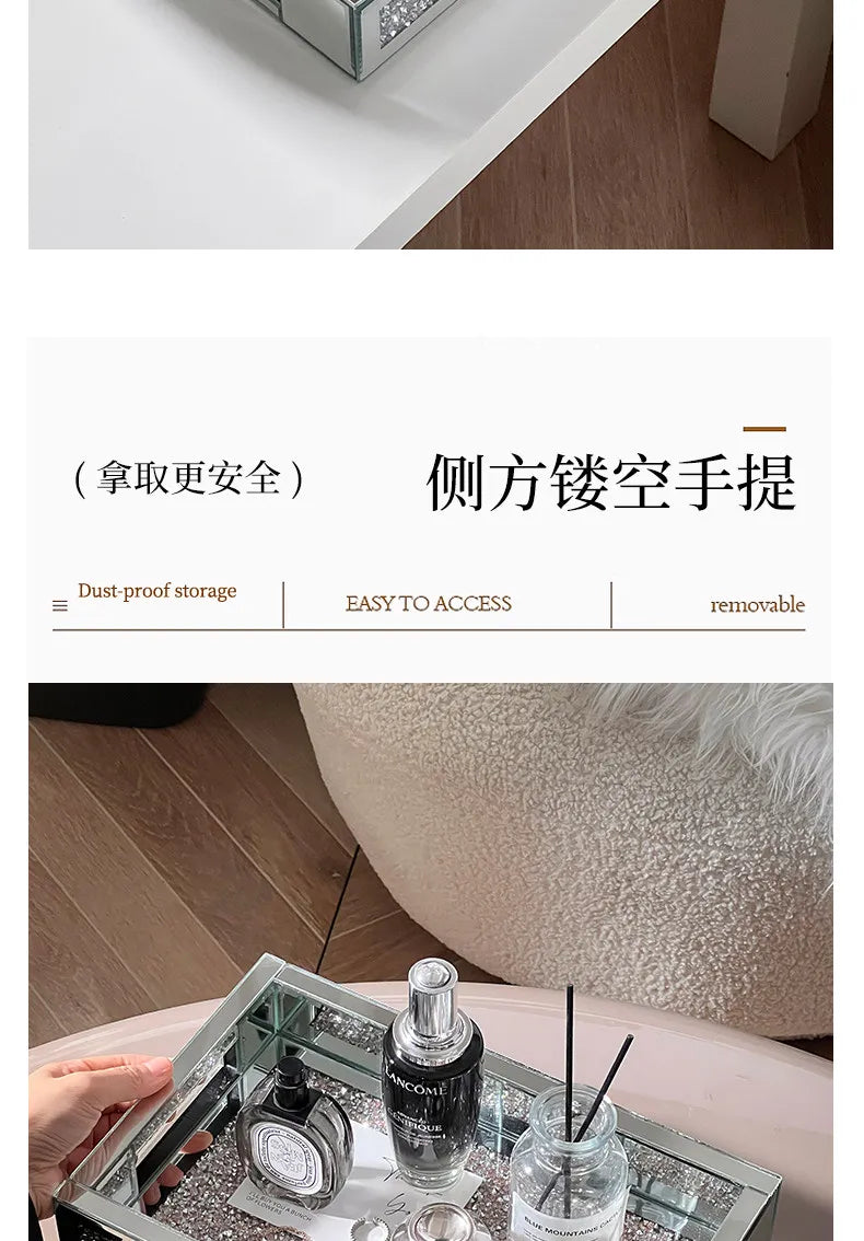 Luxury-inspired desktop skincare organizer, vanity perfume tray, and key holder