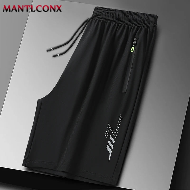 New Fashion Sports Shorts Men Elastic Waist Shorts Male Breathable Quick Dry Comfortable Men's Short Pants Men Bottom Black XXXL