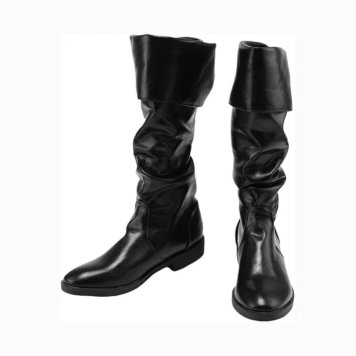 Renaissance Medieval Viking Pirate Boots Western-style Black Knight Boots Flat Jazz Boots Unisex Mid-calf Gothic Cosplay Boots