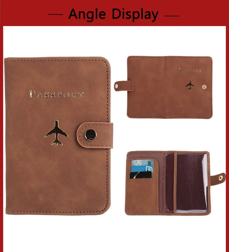 Leather Passport Holder Covers Case Waterproof Travel Credit Card Wallet Cute Passport Book for Women/Men Buckle Passport Cover