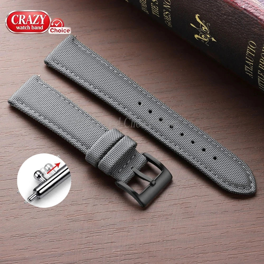 20mm 22mm Waterproof Sailcloth Watch Strap Two-Sided Nylon Watchband Quick Release Band Universal Sport Belt for Men Bracelet