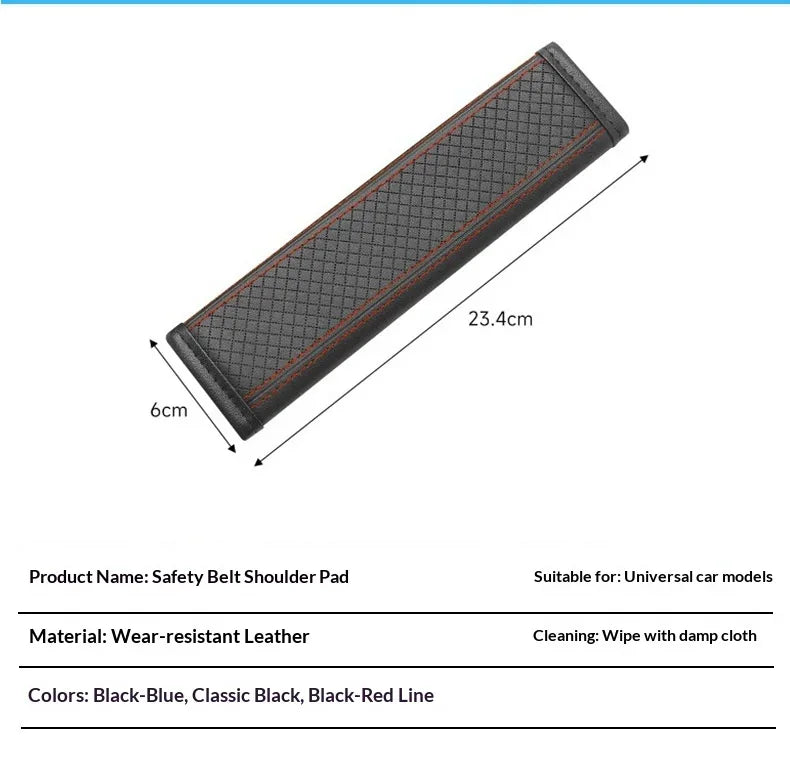 1PCS Car Seat Belt Protective Cover Anti-neck Strangling Skin-feel Leather Fine Hole Car Seat Belt Shoulder Guard Cover