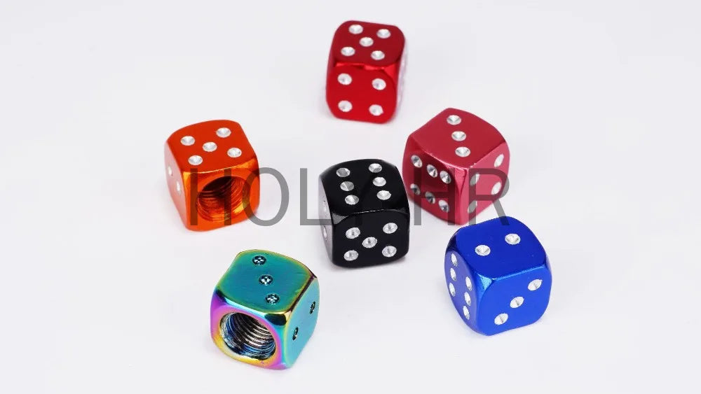 Aluminum Dice Tire Valve Caps Dustproof Car Truck Motocycle Bike Dice Wheel Stem Tyre Tire Wheel Stem Air Valve Dust Cap Cover