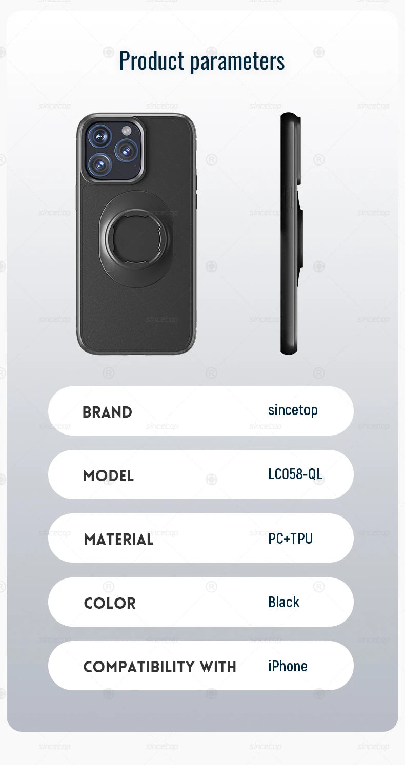 Shockproof Case for iPhone 17/16/15/14/13/12/11Pro Max Quad-Style Motorbike / Bicycle Phone Holder/Car Mount with Lock-in Design