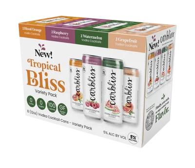 (24pk cans) Carbliss Tropical Bliss Vodka Cocktail Variety Pack, USA (12oz)