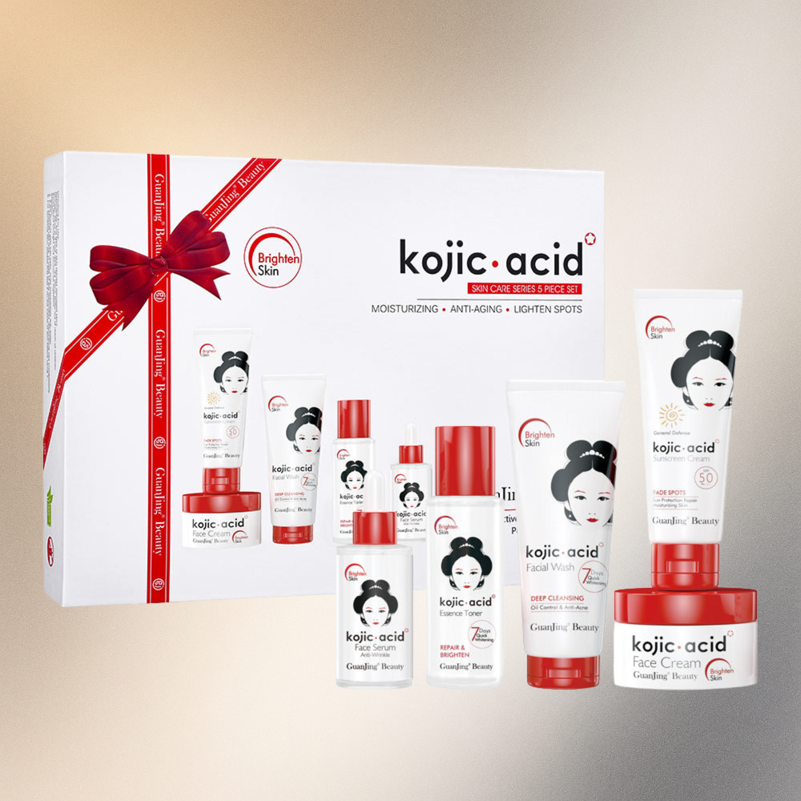 Kojic Acid Complete Skin Care Set – Cleanse, Tone, Treat & P - Premium Beauty Product