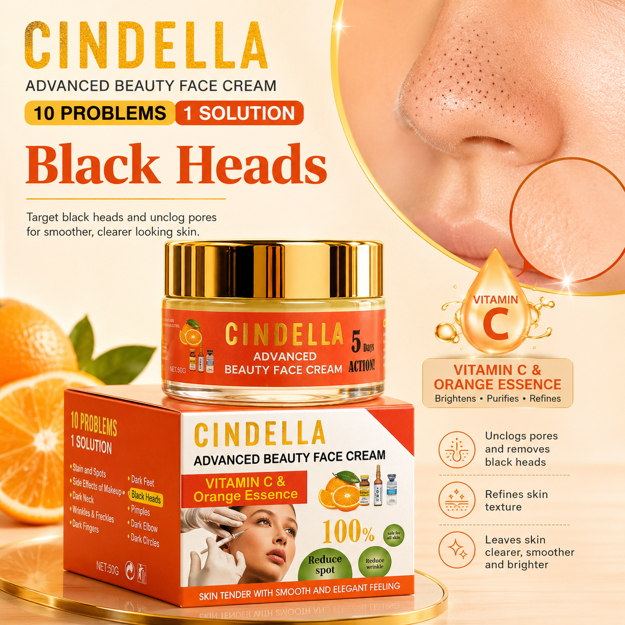 Cindella Advanced Beauty Face Cream Vitamin C Orange Essence - Premium Beauty Product