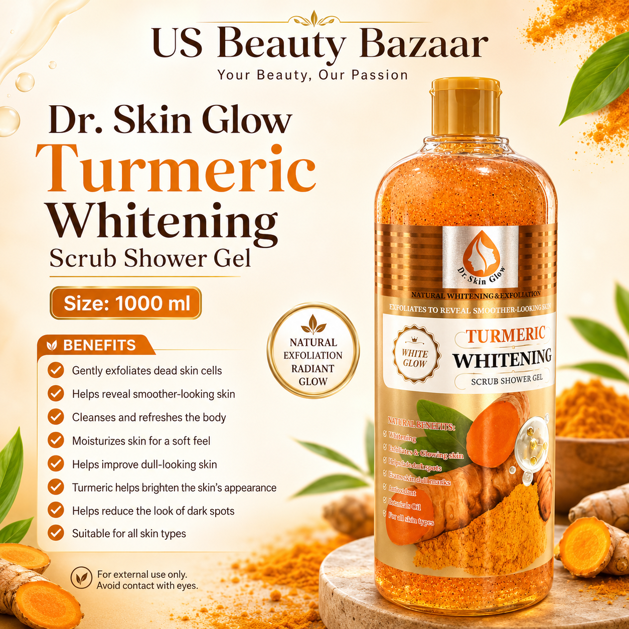 Dr. Skin Glow Turmeric Whitening Scrub Shower Gel  Size: 100 - Premium Beauty Product