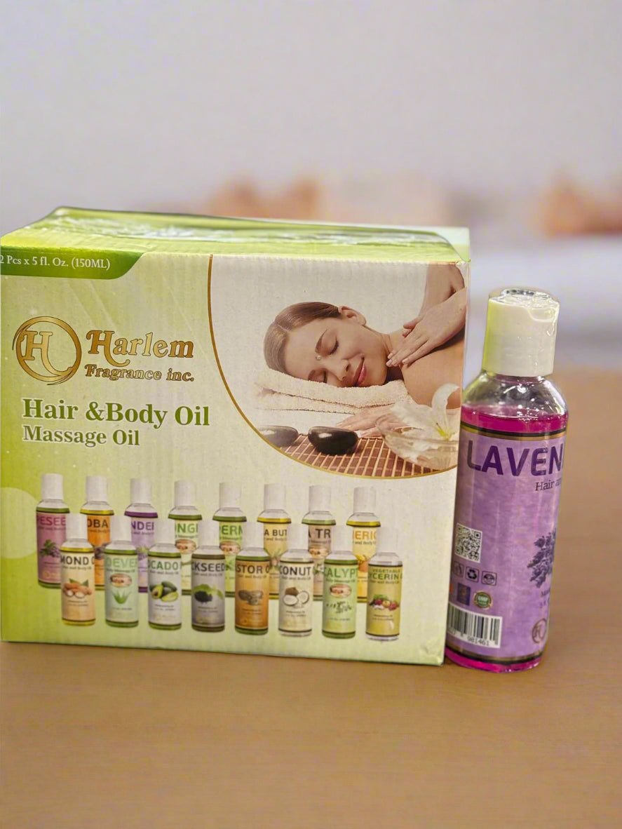 Harlem Fragrance Hair & Body Massage OIl  Lavender 5 Oz 150  - Premium Beauty Product
