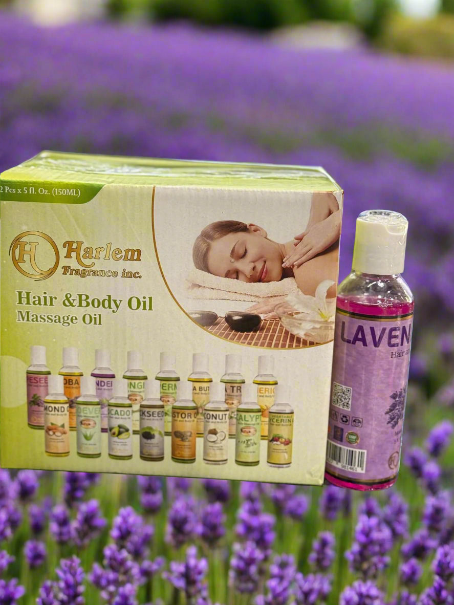 Harlem Fragrance Hair & Body Massage OIl  Lavender 5 Oz 150  - Premium Beauty Product