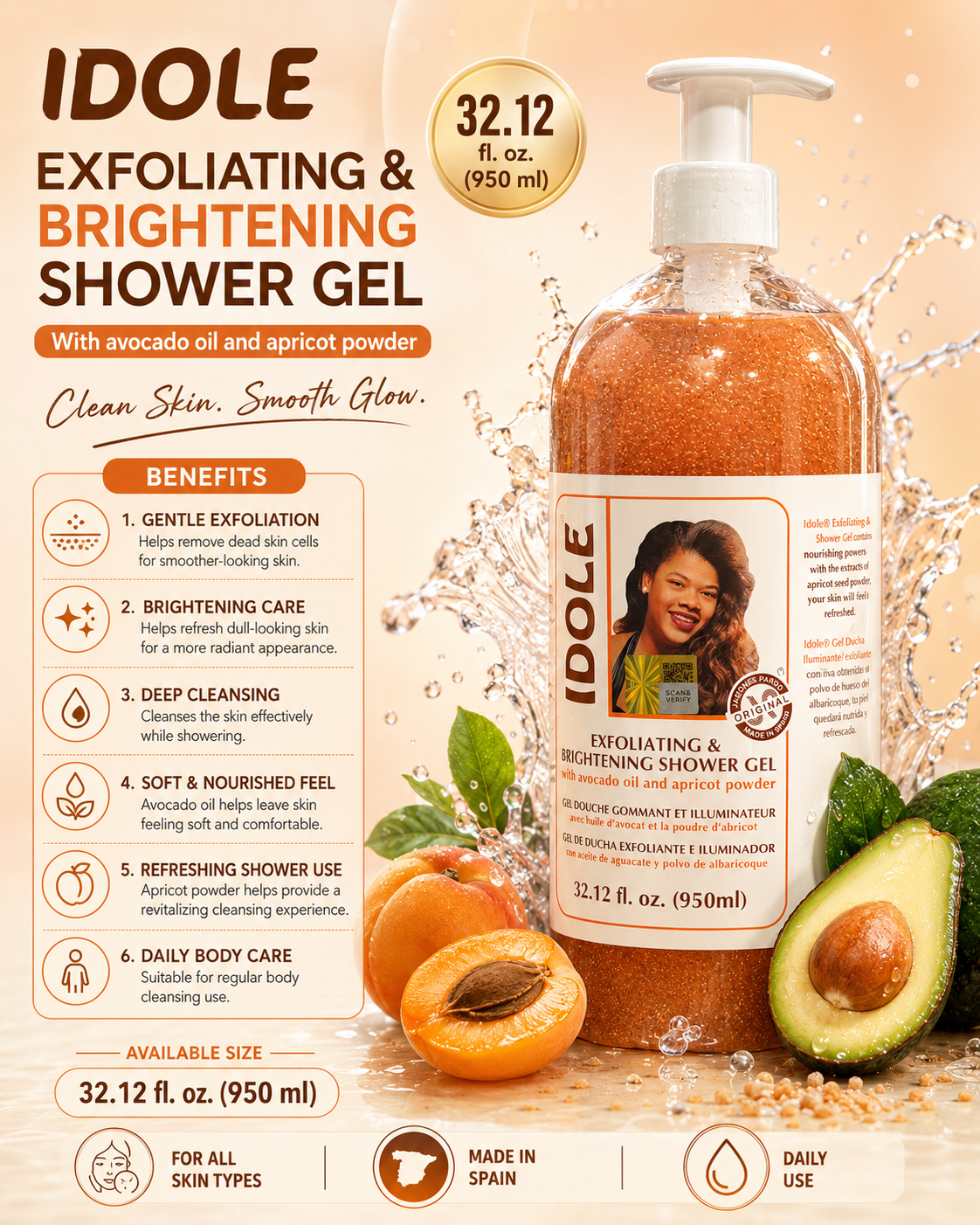 Idole Exfoliating & Brightening Shower Gel 32.12.fl.oz / 950 - Premium Beauty Product