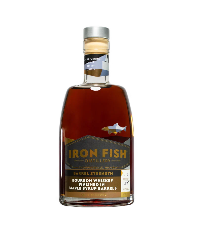Iron Fish Distillery Barrel Strength Bourbon Whiskey Finished in Maple Syrup Barrels, Michigan, USA (750ml)