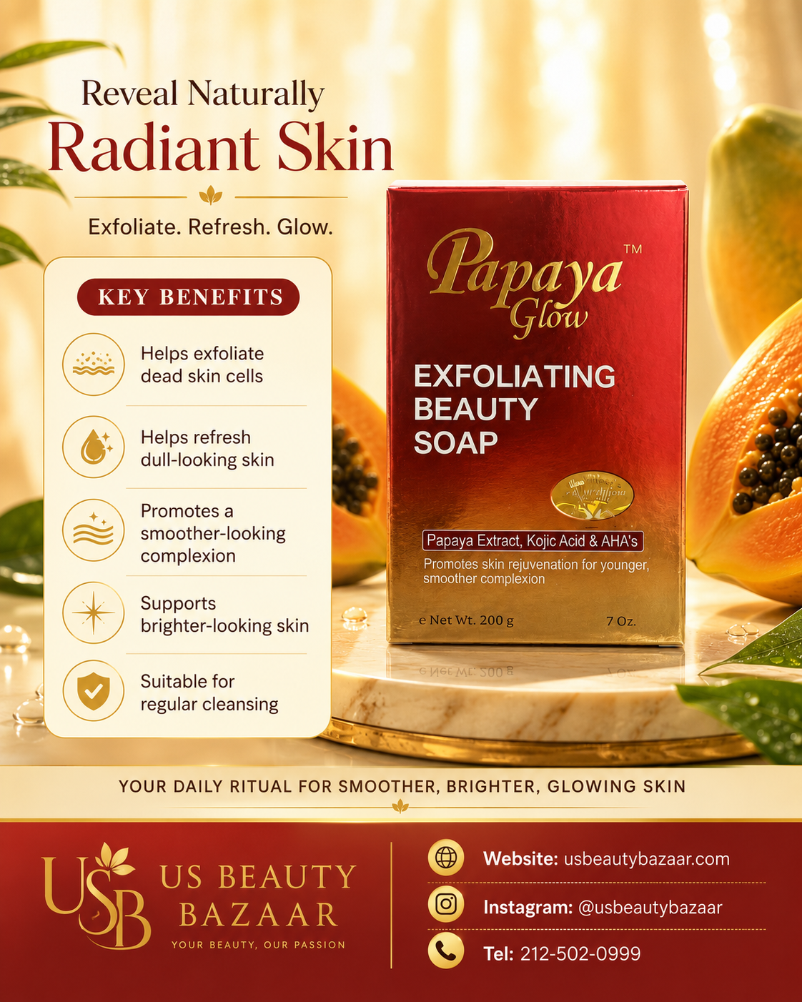 Papaya Glow Exfoliating Beauty Soap 7 oz - Premium Beauty Product