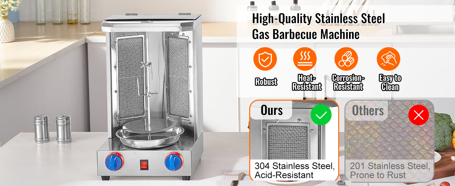 SucceBuy Shawarma Grill Machine13 lbs Chicken Shawarma Cooker Gas Vertical Broiler Gyro Rotisserie Oven Doner Kebab for Home