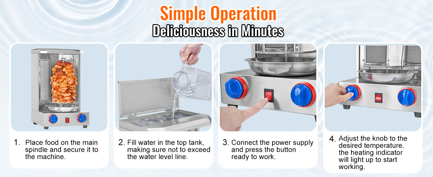 SucceBuy Shawarma Grill Machine13 lbs Chicken Shawarma Cooker Gas Vertical Broiler Gyro Rotisserie Oven Doner Kebab for Home