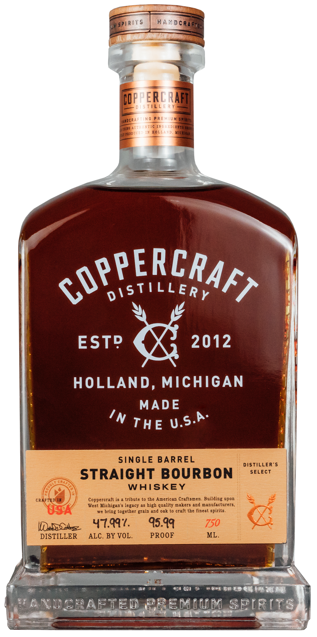 Coppercraft Single Barrel Straight Bourbon Whiskey, Michigan, USA (750ml)