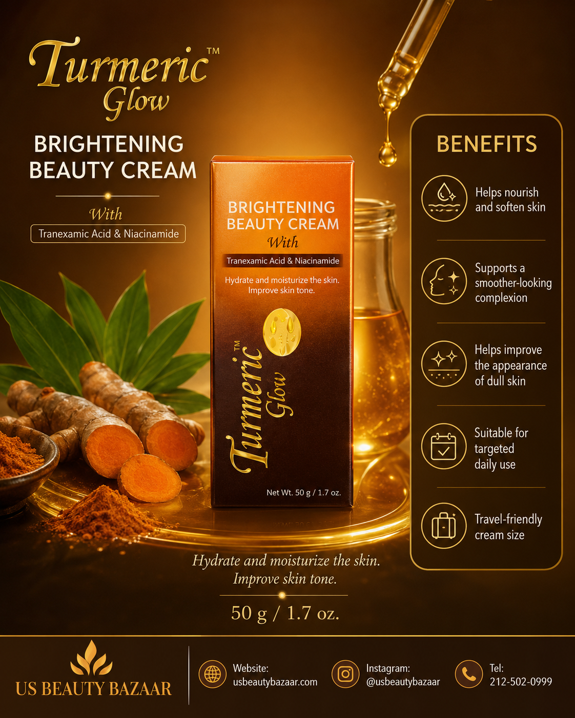 Turmeric Glow Brightening Beauty Cream  Size: 50 g / 1.7 oz. - Premium Beauty Product