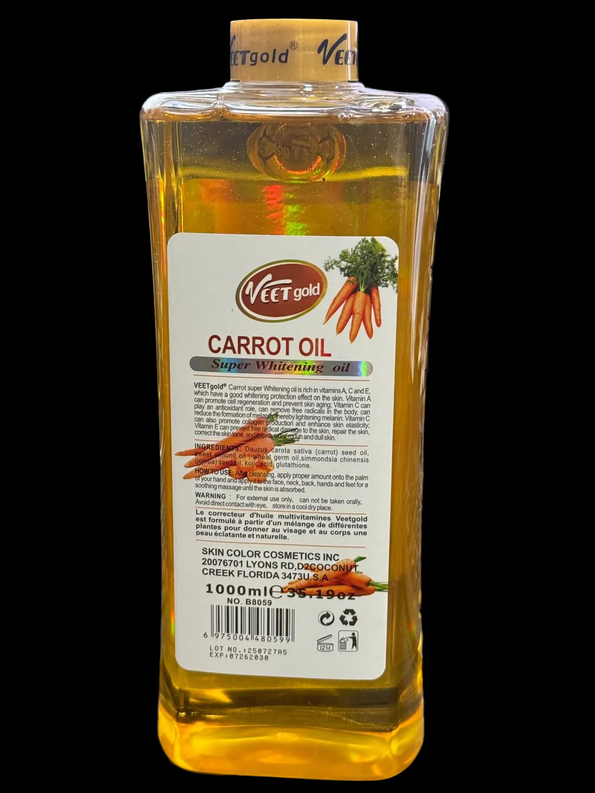 Veetgold Carrot Super Whitening Oil 1000Ml - Premium Beauty Product