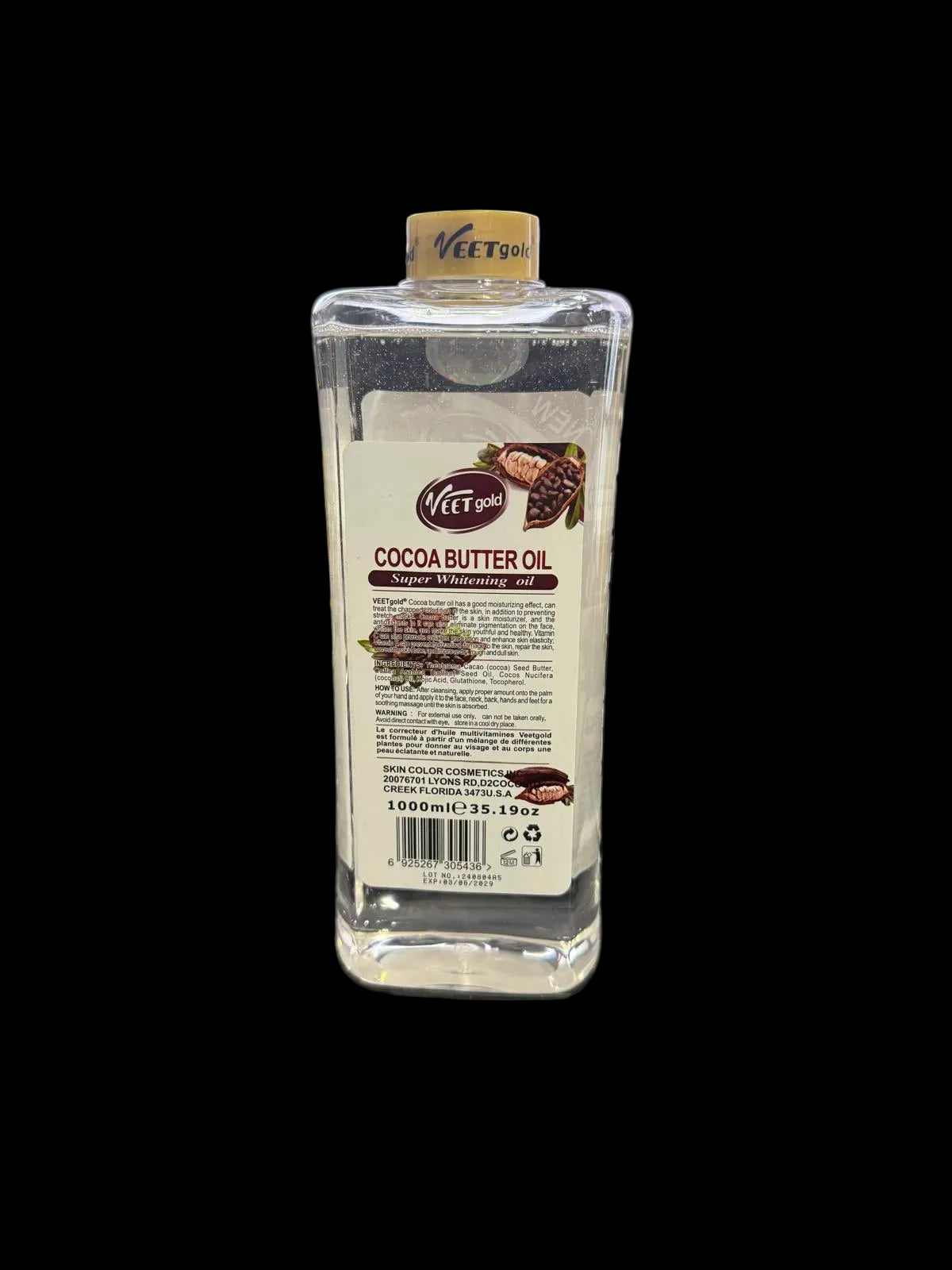 Veetgold Cocoa Butter Super Whitening Oil Face Body 1000Ml 3 - Premium Beauty Product