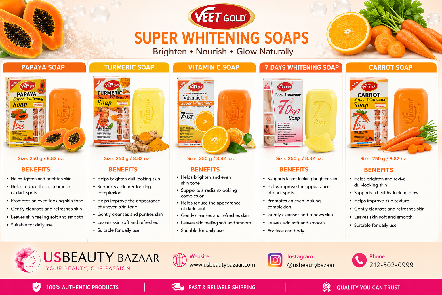 Veet Gold Carrot Super Whitening Soap Size 250 G 8 82 Oz - Premium Beauty Product