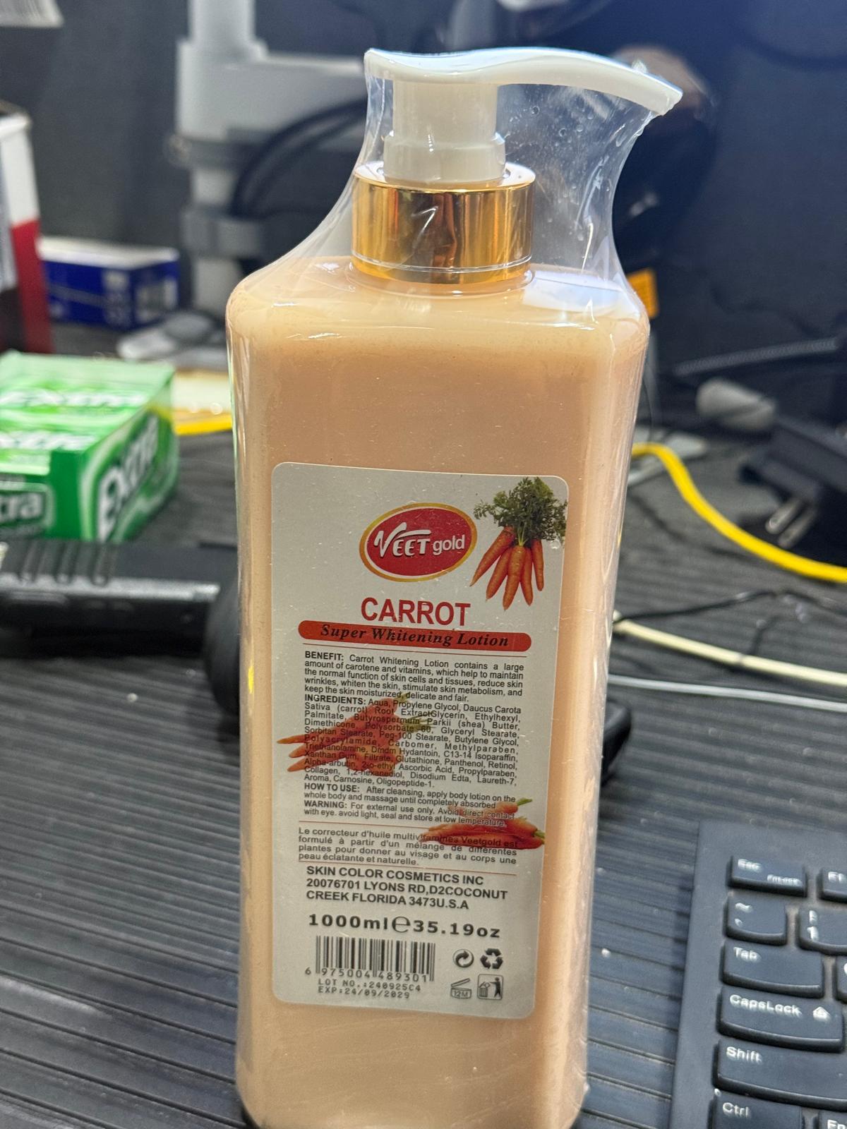 Veet Gold Carrot Super Whitening Lotion 1000Ml - Premium Beauty Product