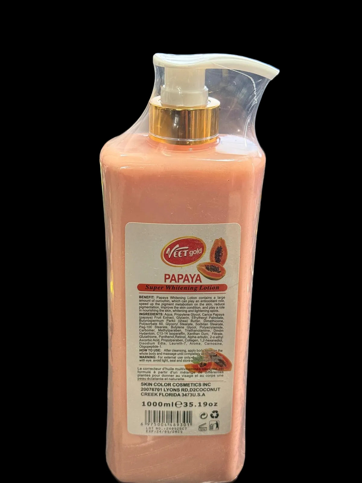 Veet Gold Papaya Super Whitening Lotion 1000Ml - Premium Beauty Product